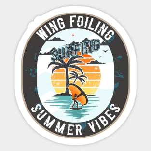 WING FOILING SURFING SUMMER VIBES Sticker